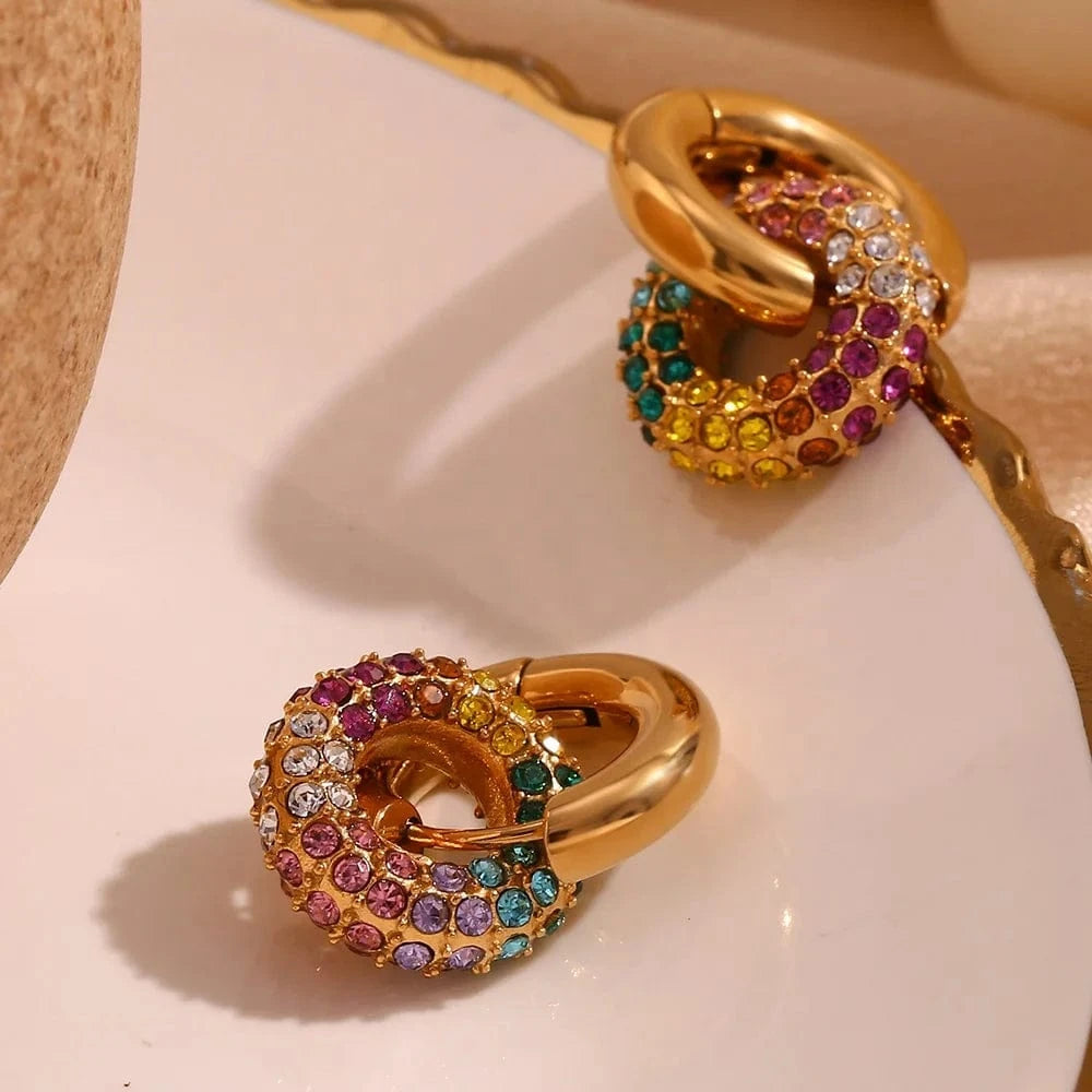 E7387_Gold_Colorful Colorful Y2k Jewelry Crystal Rhinestone Drop Earrings 18k Gold Plated Stainless Steel Jewelry