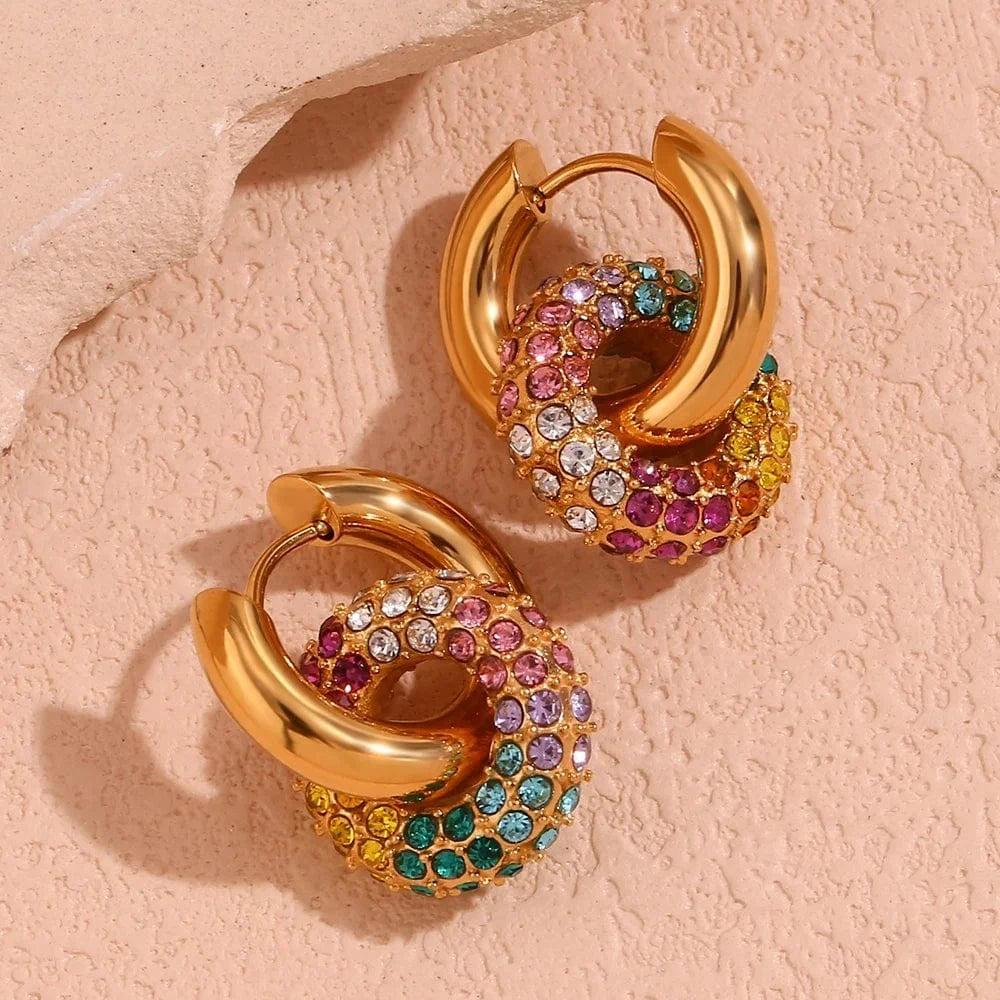 E7387_Gold_Colorful Colorful Y2k Jewelry Crystal Rhinestone Drop Earrings 18k Gold Plated Stainless Steel Jewelry