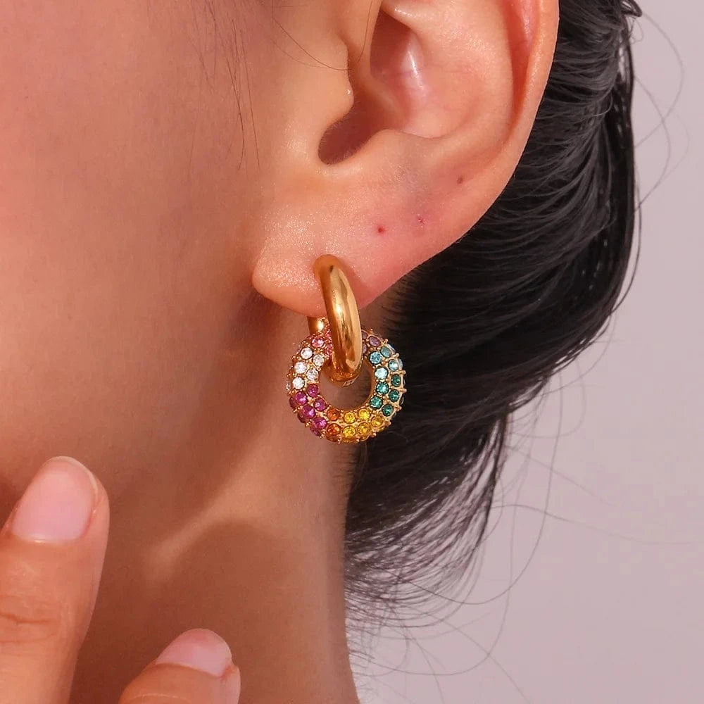 E7387_Gold_Colorful Colorful Y2k Jewelry Crystal Rhinestone Drop Earrings 18k Gold Plated Stainless Steel Jewelry