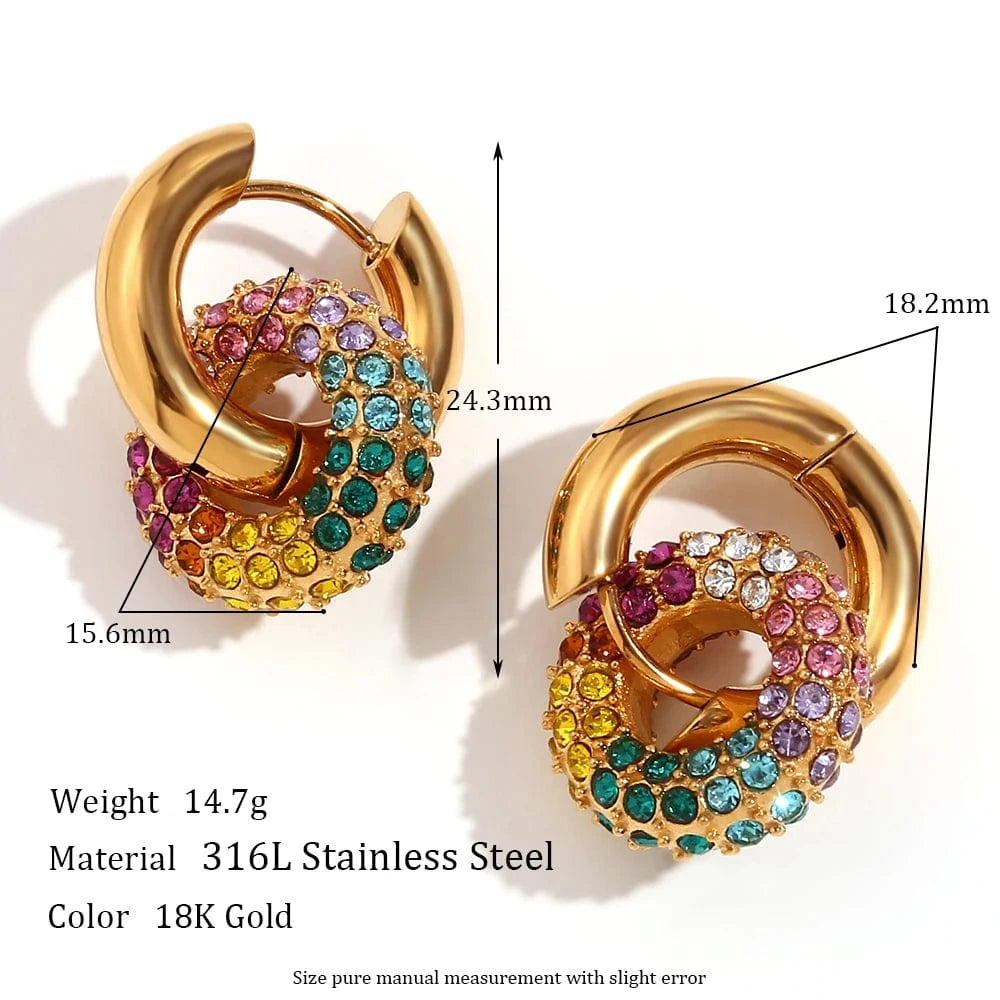 E7387_Gold_Colorful Colorful Y2k Jewelry Crystal Rhinestone Drop Earrings 18k Gold Plated Stainless Steel Jewelry