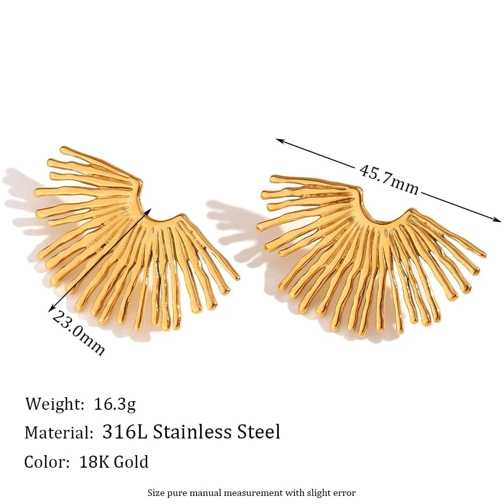 E7425_Gold Exaggerated Street Jewelry Boho Stud Earrings Gold Plated Jewelry Stainless Steel Earrings Wholesale Bulk boucles d'oreilles