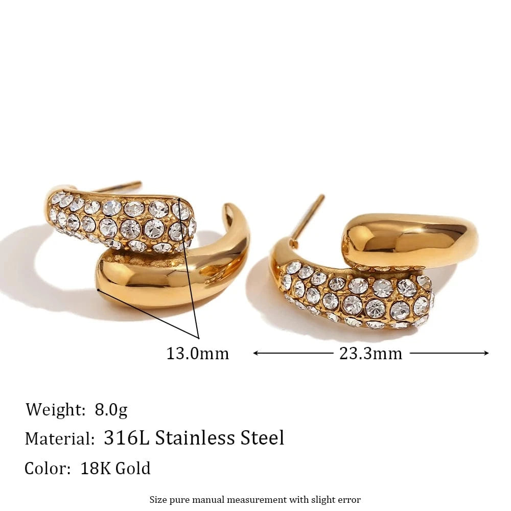 E7642_Gold Spring 2024 Fashion Fresh Water Pearl Earrings Set Gold Plated Zircon Jewelry Stainless Steel Earring Set