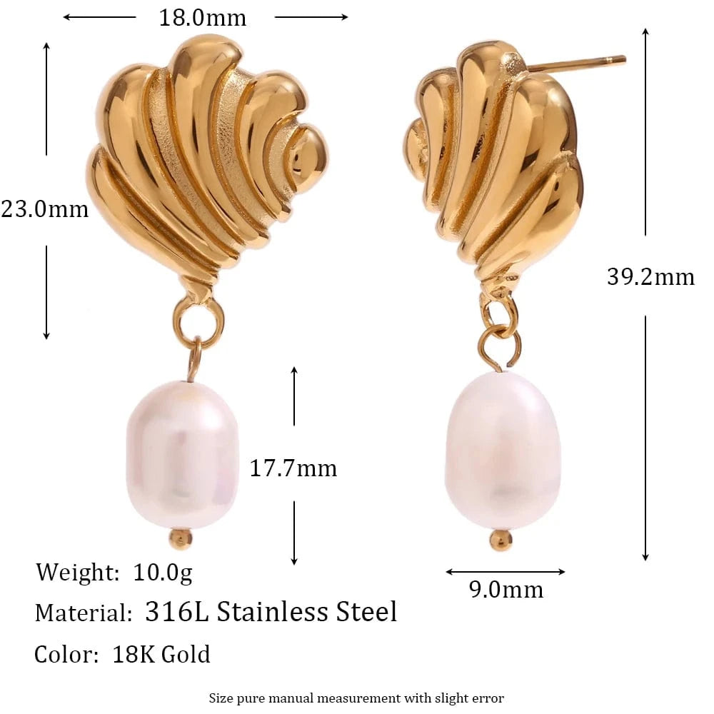 E7644_Gold Spring 2024 Fashion Fresh Water Pearl Earrings Set Gold Plated Zircon Jewelry Stainless Steel Earring Set
