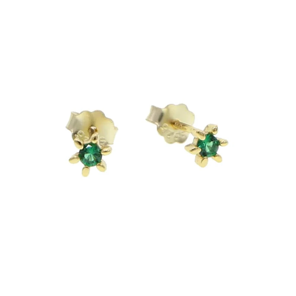 E812-green 2024 summer 925 sterling silver delicate stud minimal flower cz silver earring