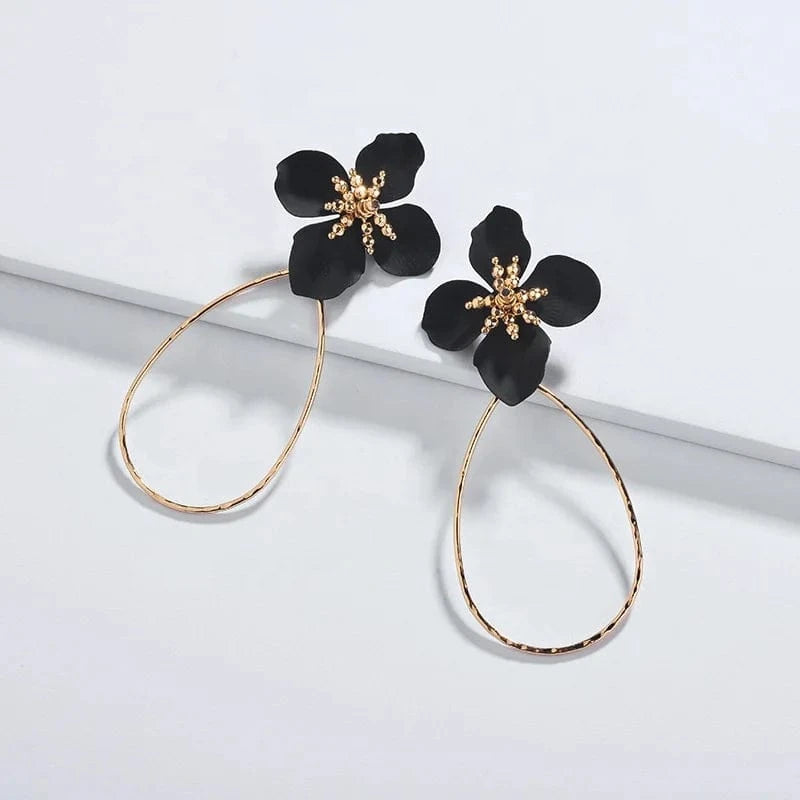 E9002 enamel drop 2 flower wire earring Hawaiian gold jewelry wholesale earring set stud hoop earring 14k gold for woman girl