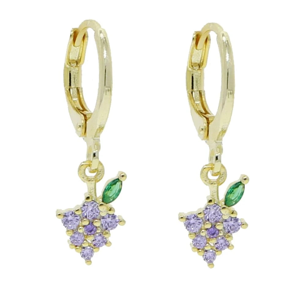 E913-Gold Promotion 2024 summer delicious fruit lovely cute pendant charm small hoop earring girls women