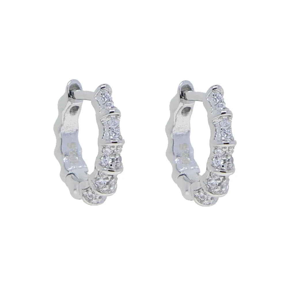 E979-silver Promotion 925 Sterling Silver Bamboo CZ Hoop Earring Bling Gold Plated Women Jewelry