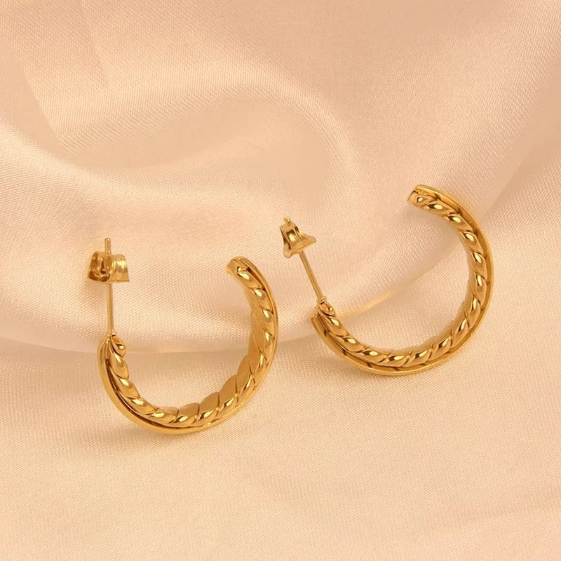 Earring / 03 14k Series Stainless Steel Gold Plated Colorful Cbic Zirconia Hoop Tassel Earrings Fashion Women Stud Earring Jewelry
