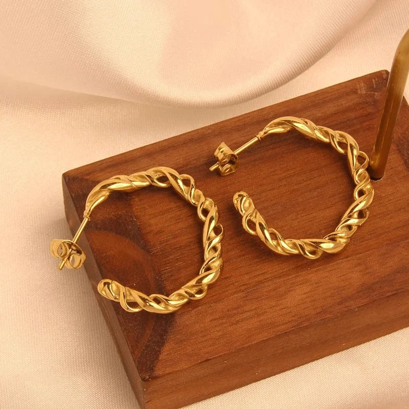 Earring / 04 14k Series Stainless Steel Gold Plated Colorful Cbic Zirconia Hoop Tassel Earrings Fashion Women Stud Earring Jewelry