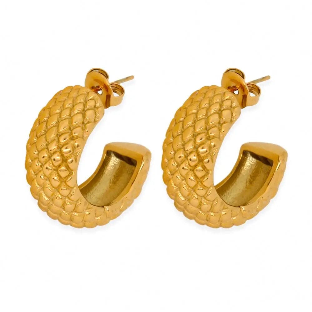 earring / Gold FANJIN Hawaiian Style Pineapple Ananas Jackfruit Summer Fruit Shape Stainless Steel Stud Earrings Waterproof