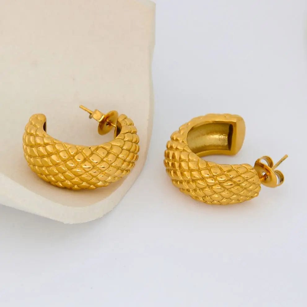 earring / Gold FANJIN Hawaiian Style Pineapple Ananas Jackfruit Summer Fruit Shape Stainless Steel Stud Earrings Waterproof