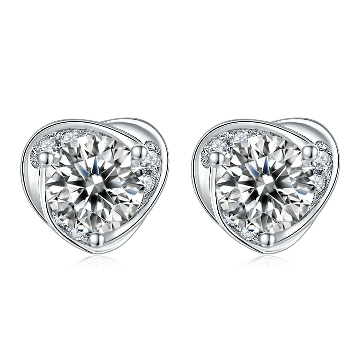 Earring( Main Stone:0.5ct*2) 2024 New Style S925 Sterling Silver Heart Shape D VVS Pure Moissanite Diamond Wedding Necklace Stud Earring Jewelry Sets For Ladies