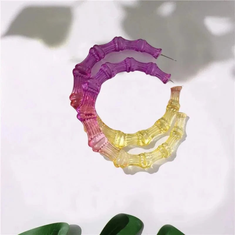earrings / 6cm / style 2 Wholesale Fashion Bamboo Hoop Earring Custom Acrylic Personalized Name Large Stud Earrings multiple color Statement Earrings