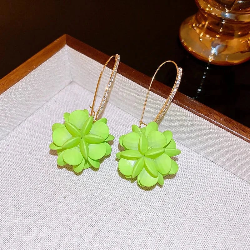 earrings / Green KAITIN Rhinestone-Encrusted Flower Pearl Pendant Earrings Women Luxury Earrings Wholesale Bulk High Quality Earrings