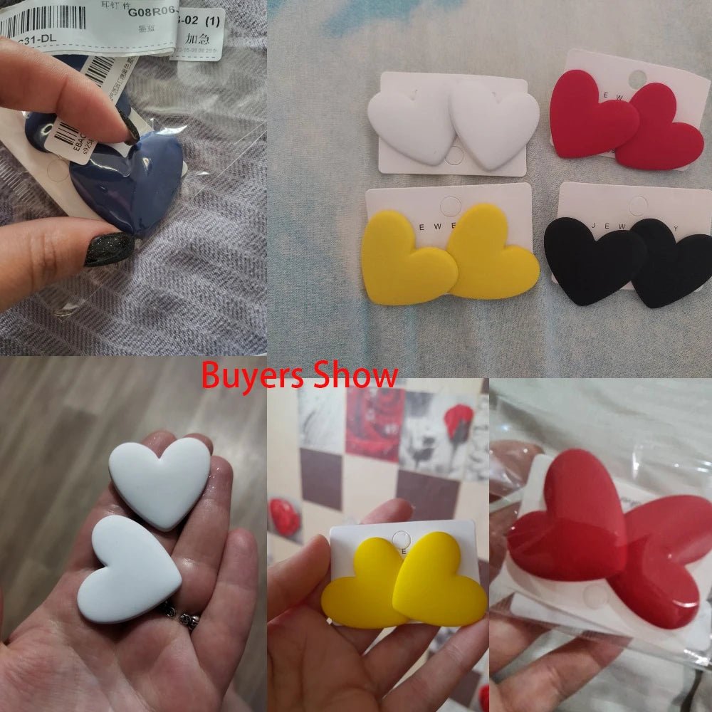 Earrings Heart Shaped Acrylic Geometric Drop Multicolor Statement Bohemian Vintage Chic Style - SN Wigs & More