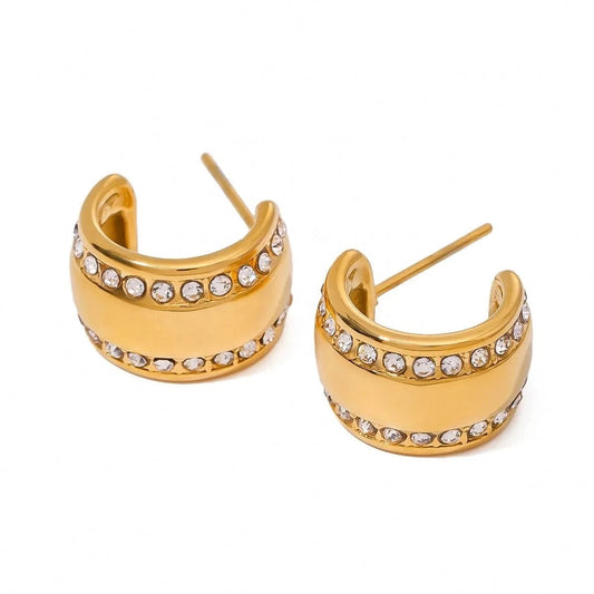 earrings Trendy / E2518 Steek Earrings Wide CC White Zircon Earrings