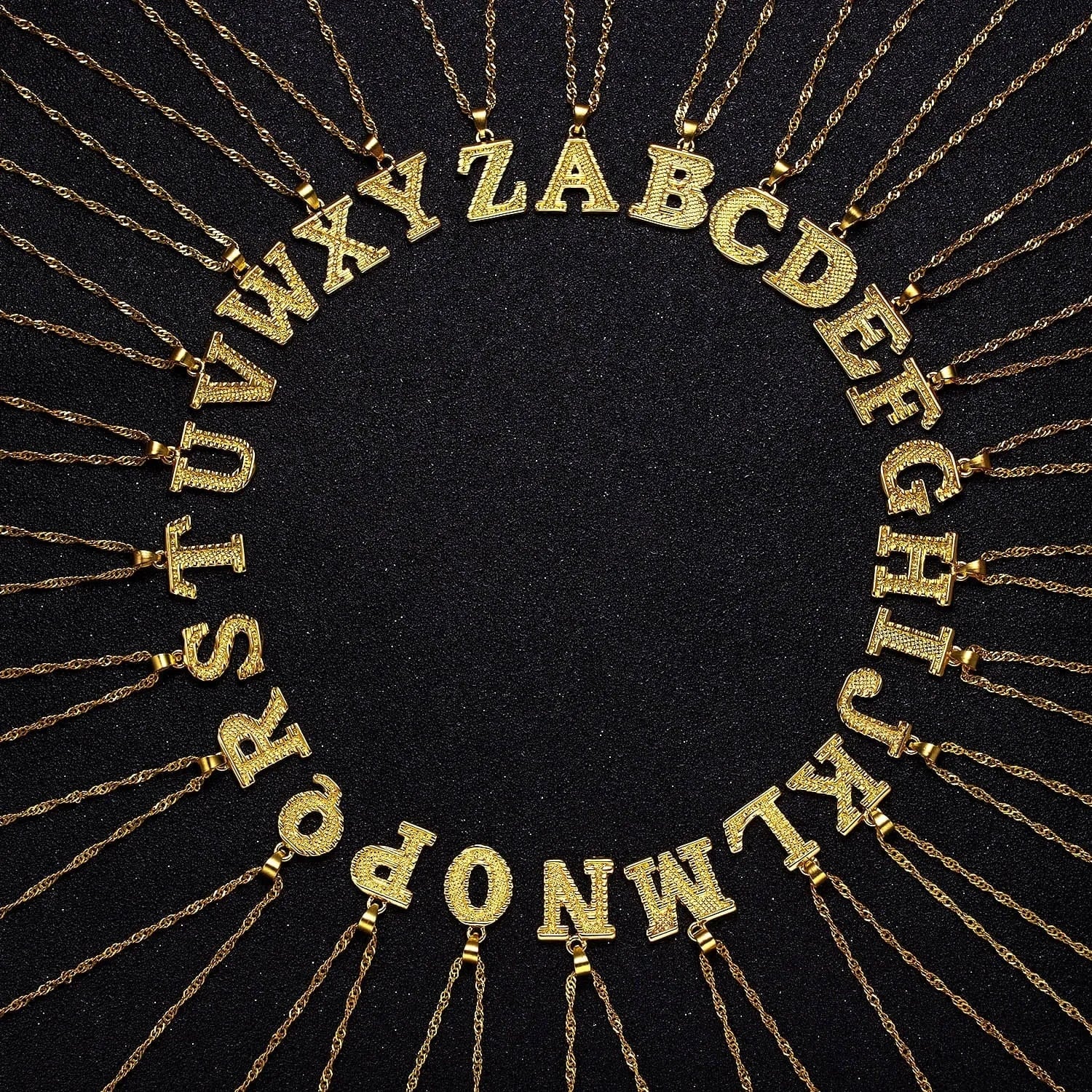 Ebay Hot Selling Gold Plated Jewelry A to Z Alphabet Initial Letter Pendant Necklaces