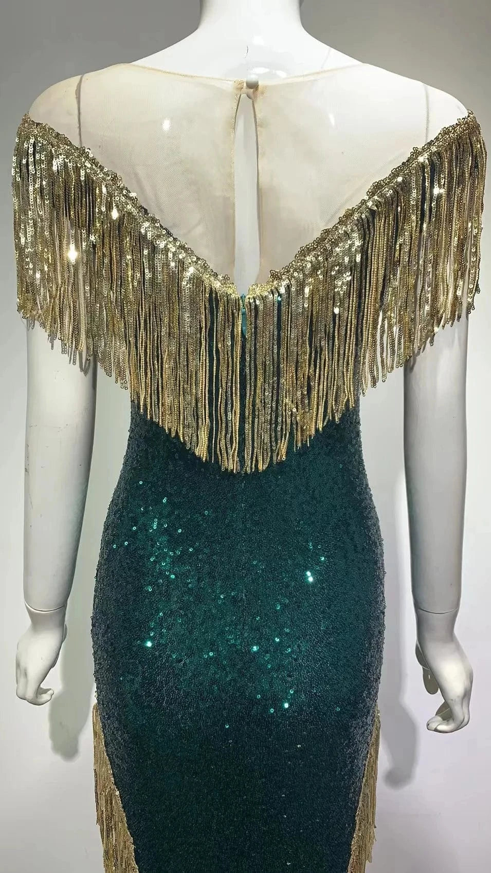 ED2093 Trendy beading sequined mint sexy slit woman dresses formal elegant party