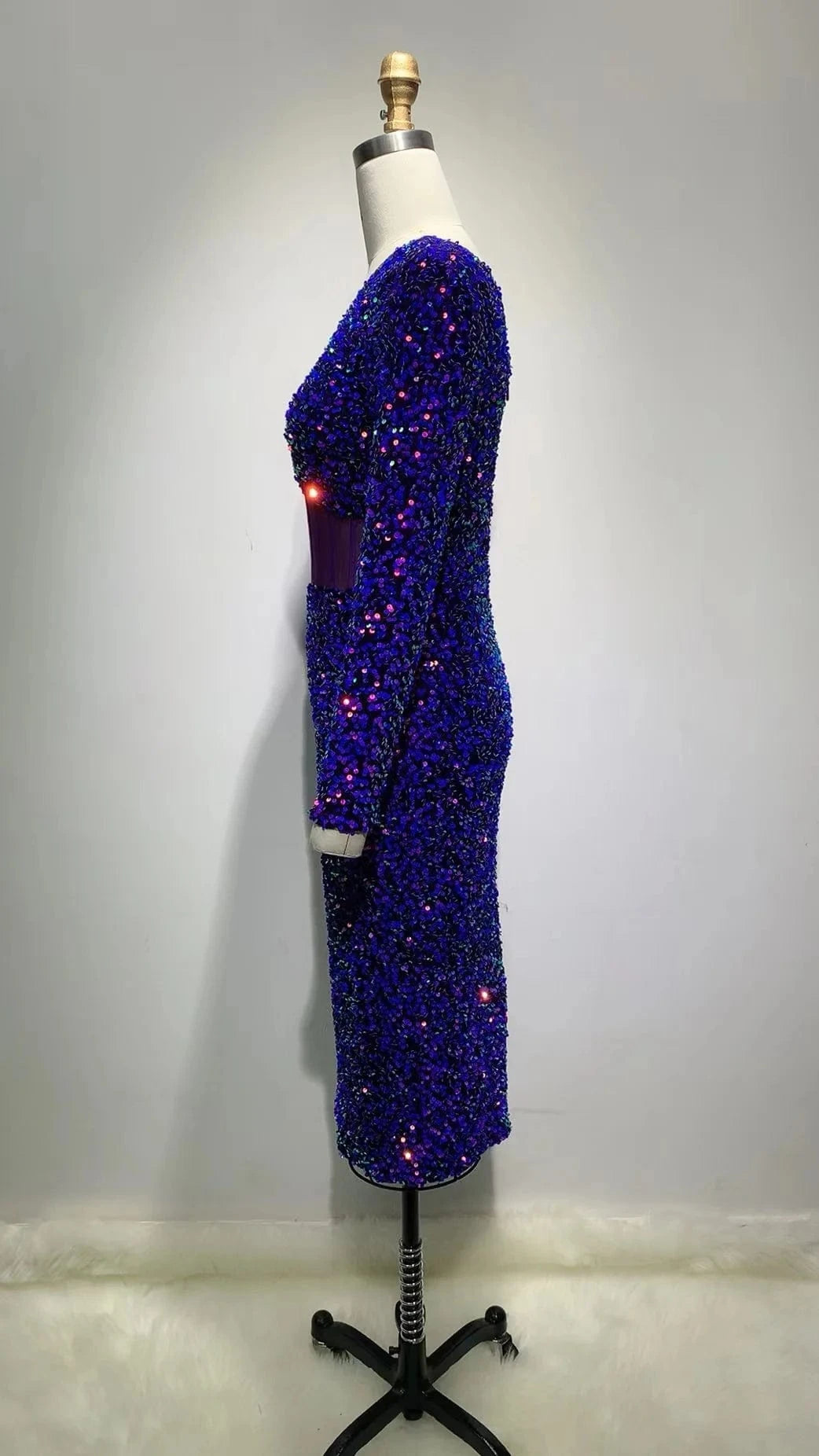 ED2157 Celebrity Night Club Wear Inclined Shoulder Long Sleeve Women Shinny Sexy Dress Party Evening Sequined