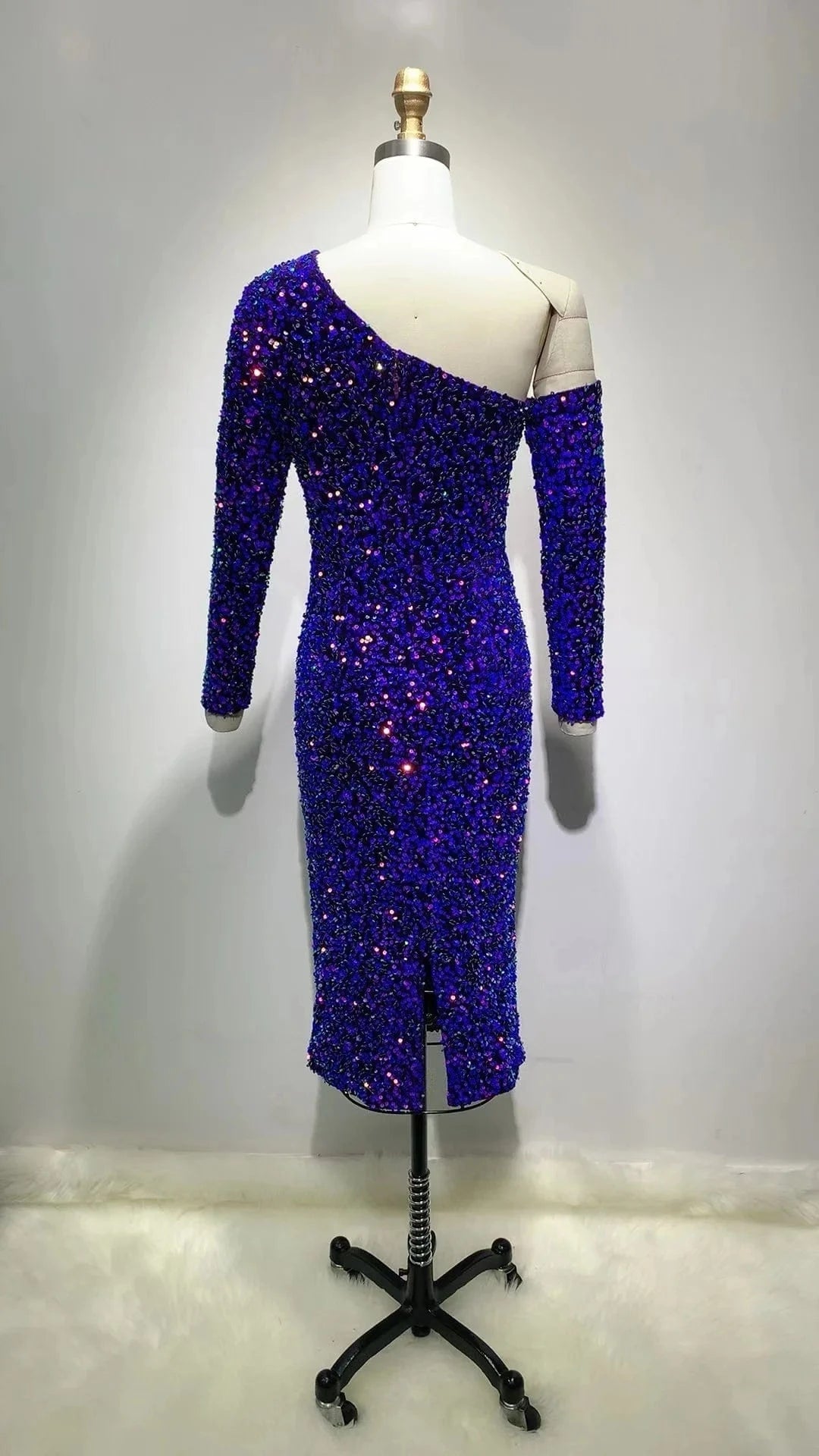 ED2157 Celebrity Night Club Wear Inclined Shoulder Long Sleeve Women Shinny Sexy Dress Party Evening Sequined