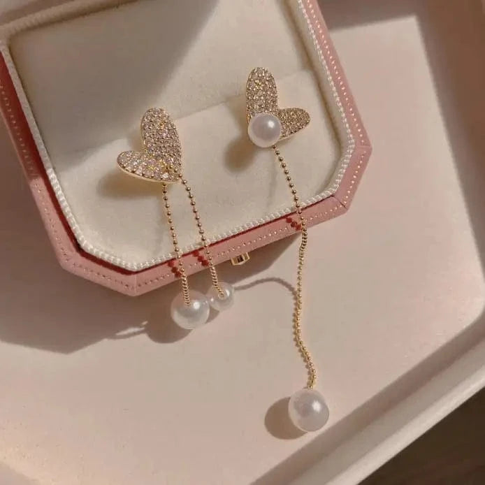 EH4865 Crystal Long Chain Earrings 925 Silver Needle Butterfly Jewelry Women Fashion Pearl Flower Cluster Earrings