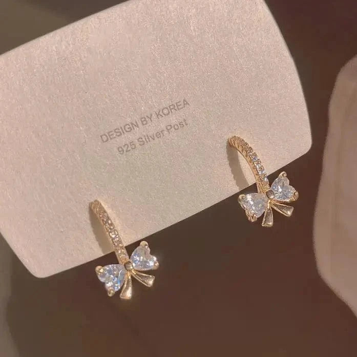 EH5085 Crystal Long Chain Earrings 925 Silver Needle Butterfly Jewelry Women Fashion Pearl Flower Cluster Earrings