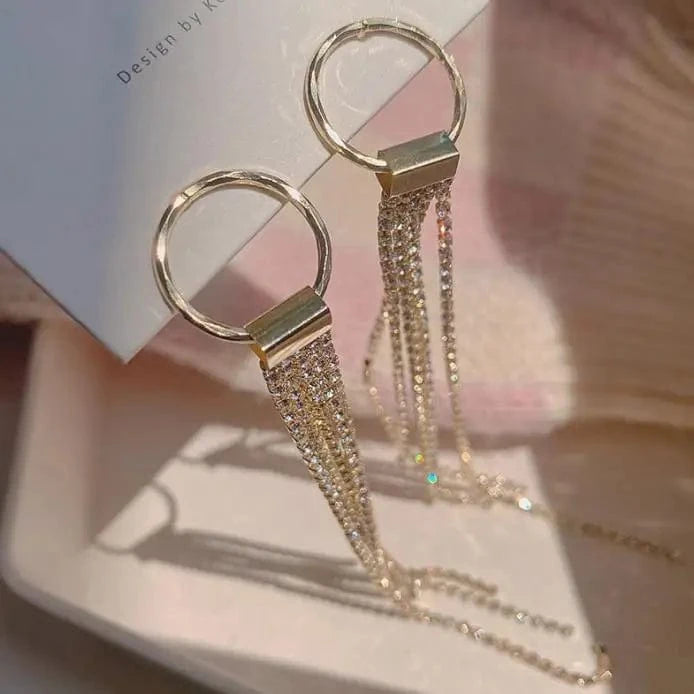 EH814 Crystal Long Chain Earrings 925 Silver Needle Butterfly Jewelry Women Fashion Pearl Flower Cluster Earrings