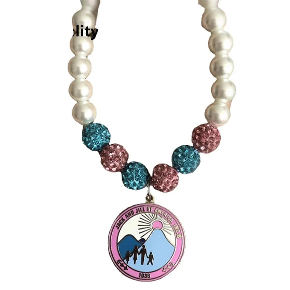 elastci bracelet / 19CM / JJ bracelet Jack And Jill 1938 Shield Charm Bracelet Pink and Blue Pave Bead Pearl Bangle Bracelets Sorority Fraternity Jewelry