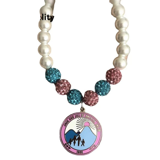 elastci bracelet / 19CM / JJ bracelet Jack And Jill 1938 Shield Charm Bracelet Pink and Blue Pave Bead Pearl Bangle Bracelets Sorority Fraternity Jewelry