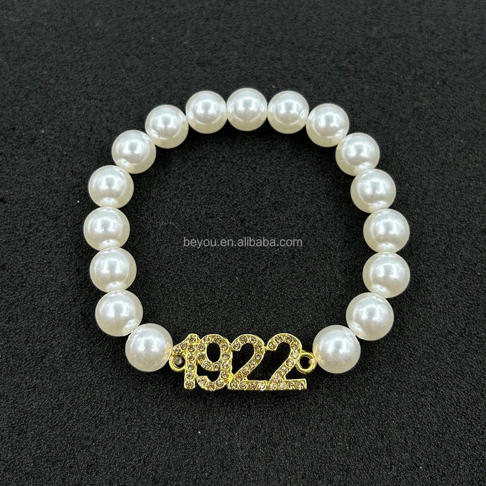 elastic bracelet / 19CM / legacy New Greek Sorority Organization Symbol Personalized Yellow Blue Letter Charm Crystal Setting Bracelet Women's Gift Jewelry