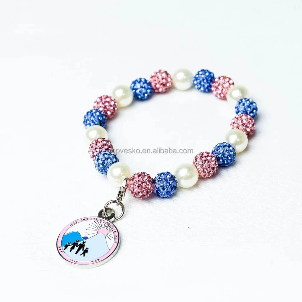 elastic bracelet / NO4 Wholesale Greek Sorority Custom Style New Fashion Jack and Jill of  Pink Blue Cat Eye Pendant Bracelets Lady Jewelry