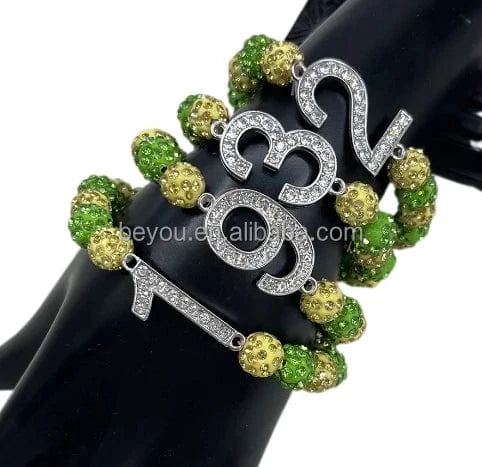Elastic Green and Yellow Beads Bracelet Chi Eta Phi Greek Sorority Xho 1932 Bracelet Jewelry Women's Fashion Accessories