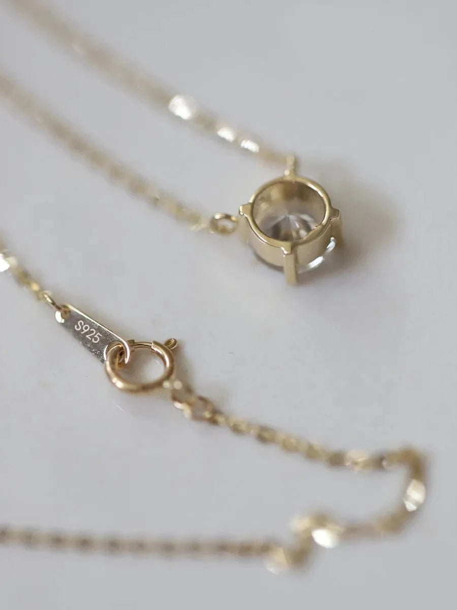 Elegant 14K Gold 0.2 Ct Diamond Necklace S925 Sterling Silver Diamond Solitaire Necklace for Women