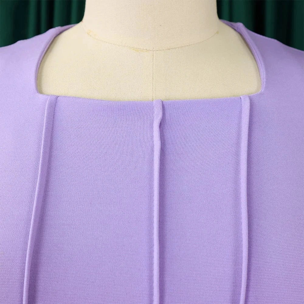 Elegant Bodycon Dresses for Women Square Neck Full Sleeve Ruffles Package Hips Mid Calf Formal Business Work Vestidos Mujer Robe