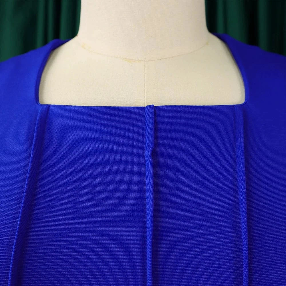 Elegant Bodycon Dresses for Women Square Neck Full Sleeve Ruffles Package Hips Mid Calf Formal Business Work Vestidos Mujer Robe