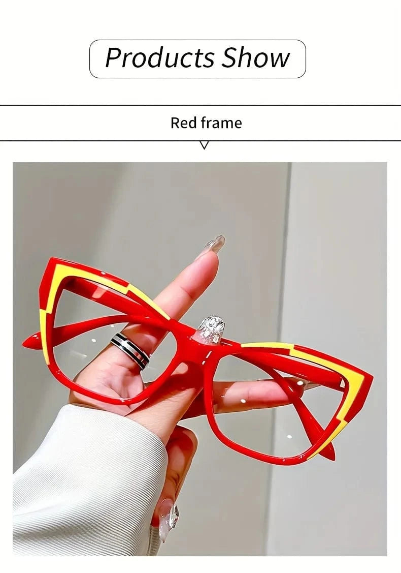 Elegant cat eye reading glasses for women-fashionable color block design, anti-blue light, 1.0 to 4.0 strength