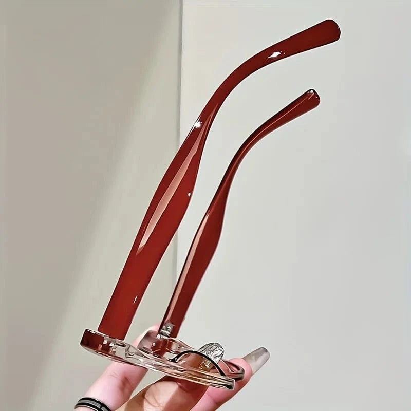 Elegant Cat Eye Reading Glasses with Metal Hinge - Minimalist Color Block Design, Fashion Presbyopic Eyewear +1.0 to +4.0