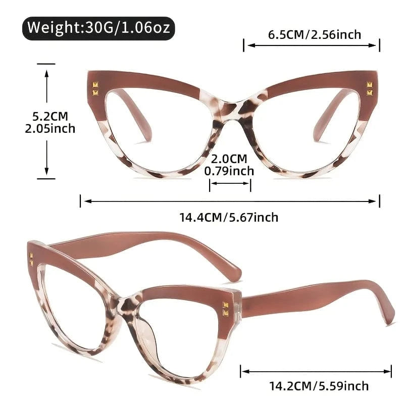 Elegant Cat Eye Reading Glasses with Metal Hinge - Minimalist Color Block Design, Fashion Presbyopic Eyewear +1.0 to +4.0