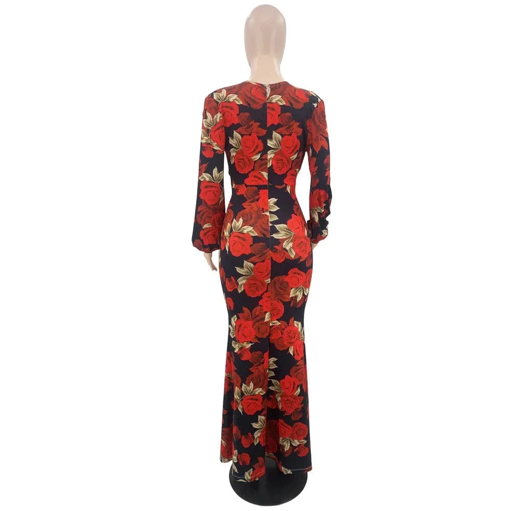 elegant dress 2024 Fashionable Casual Floral Pattern Print Women's Clothing Temperament Loose maxi dress