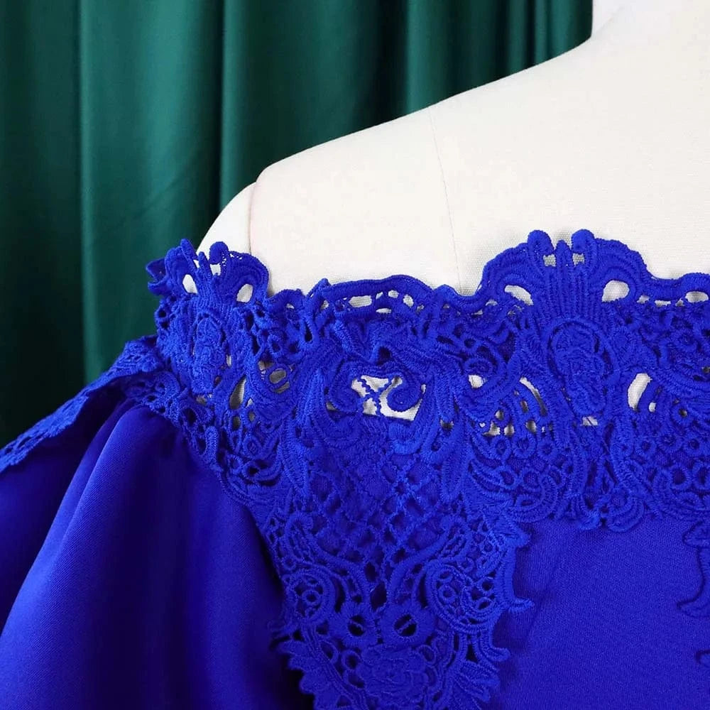 Elegant Dresses for Woman Off the Shoulder Lantern Sleeve Lace Patchwork Sheath Package Hips Ankle Length Luxury Birthday Dress