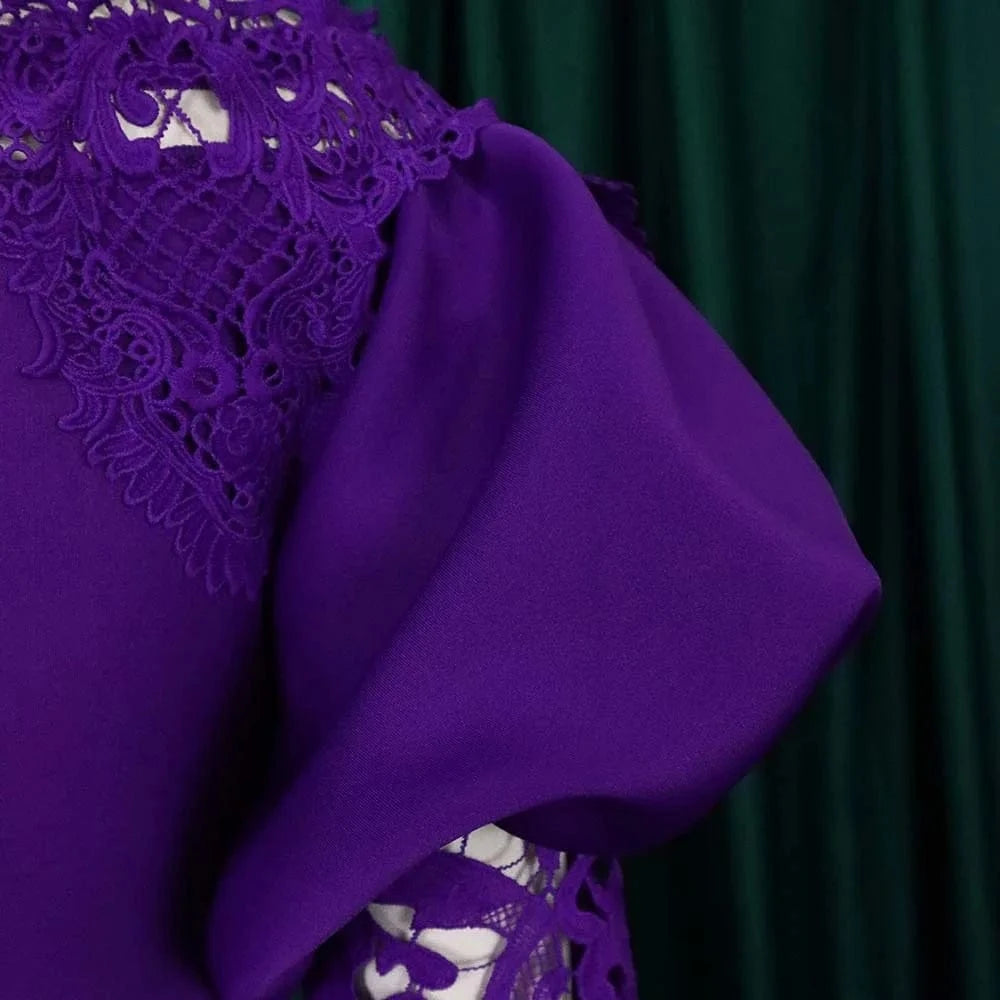 Elegant Dresses for Woman Off the Shoulder Lantern Sleeve Lace Patchwork Sheath Package Hips Ankle Length Luxury Birthday Dress