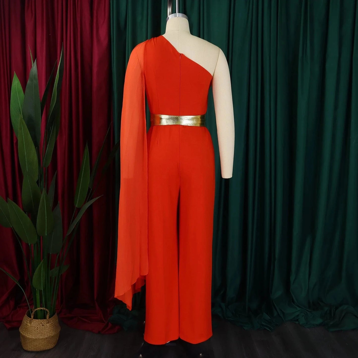 Elegant Jumpsuits & Rompers for Woman One Shoulder Flying Sleeve High Waisted Luxury Birthday Party Dinner Outfits Overalls 2024