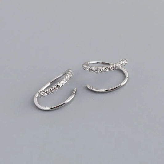 Elegant Layer Spring Shape Zircon Stud Earrings 925 Sterling Silver Fine Jewelry Gifts For Women