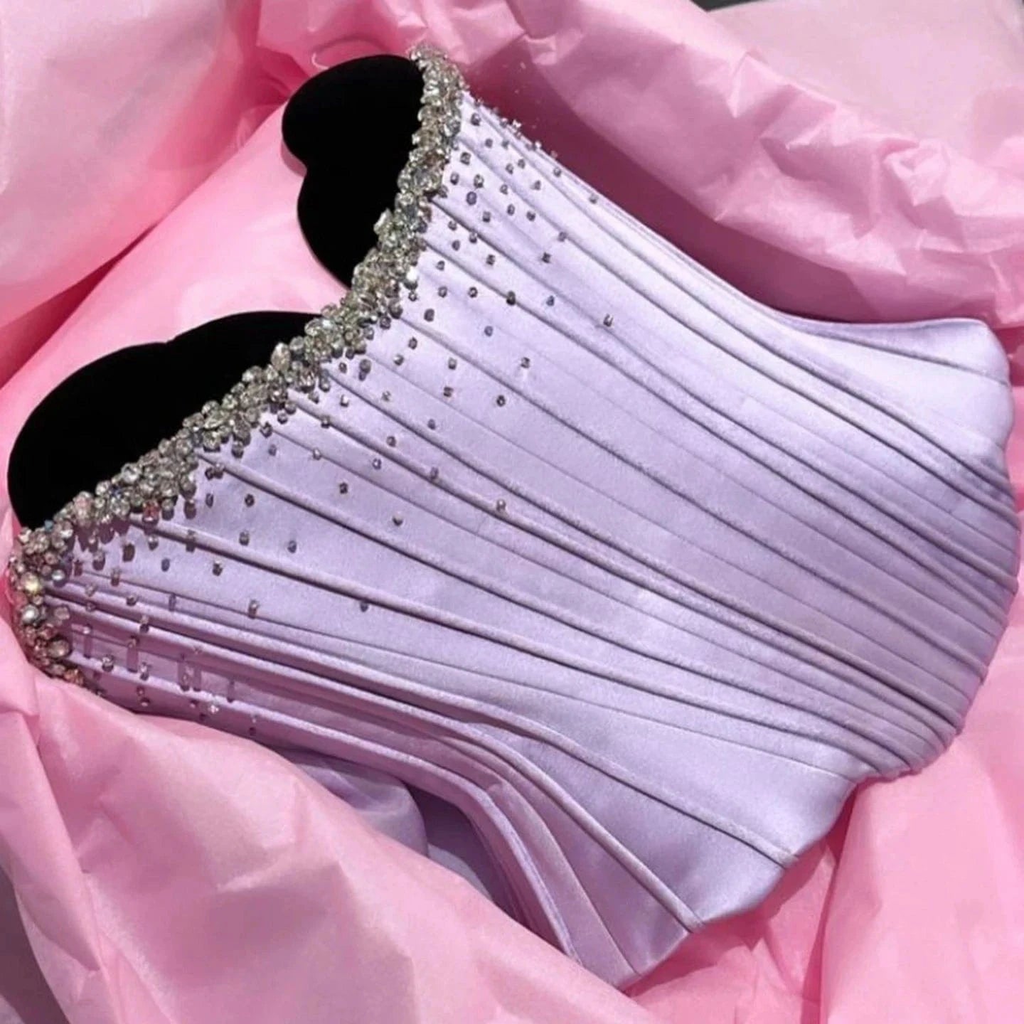 Elegant Lilac Dubai Evening Dresses for Women with Train Strapless Arabic Wedding Party Dresses Gala Gown SF164-2