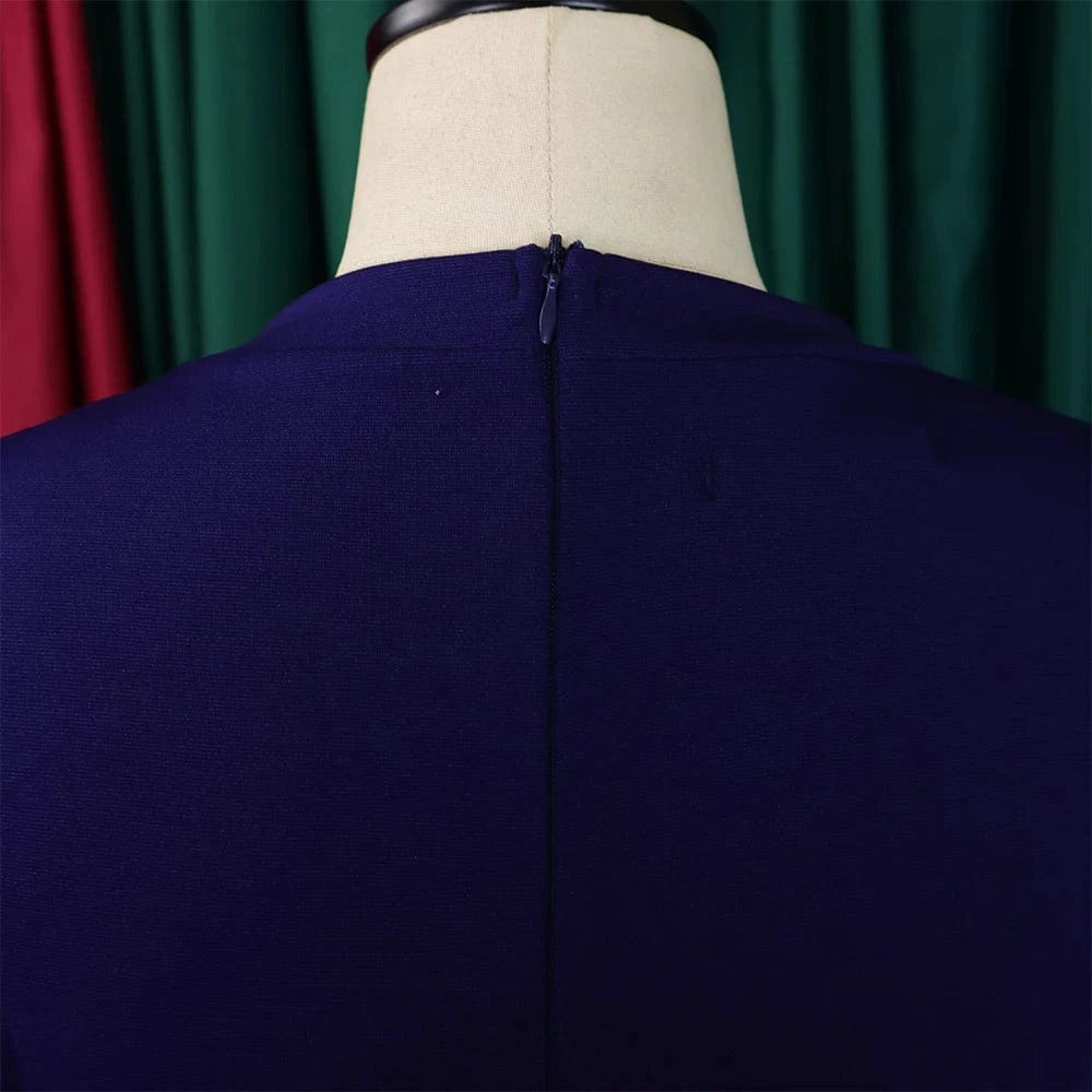 Elegant Party Dresses for Women 2024 Luxury O Neck Three Quarter Sleeve High Waisted Pleated A Line Mid Calf Birthday Dress Robe