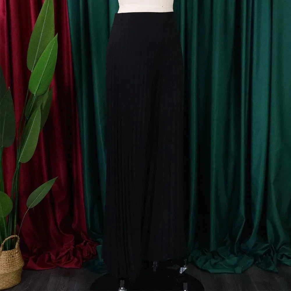Elegant Pleated Wide Leg Pants High Waisted for Woman 2024 Loose Floor Length Fashion Female Birthday Party Dinner Trousers New