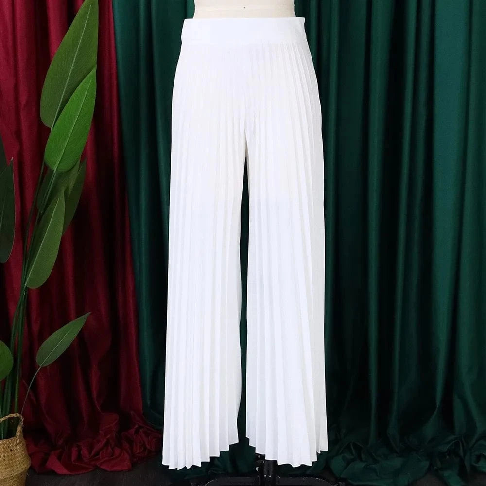 Elegant Pleated Wide Leg Pants High Waisted for Woman 2024 Loose Floor Length Fashion Female Birthday Party Dinner Trousers New