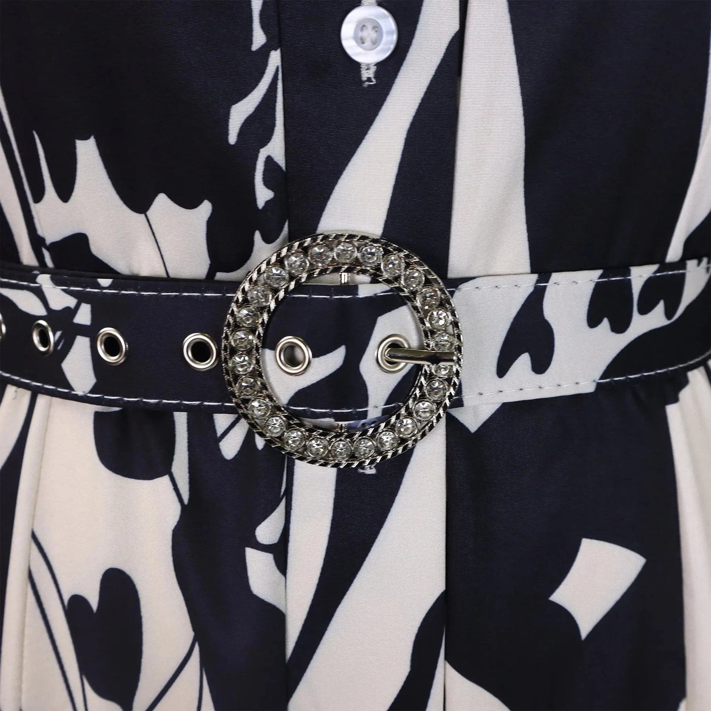 Elegant Printed Dresses Woman 2024 Turn Down Collar Single Breasted Full Sleeve Asymmetric Ankle Length Fashion Birthday Dress