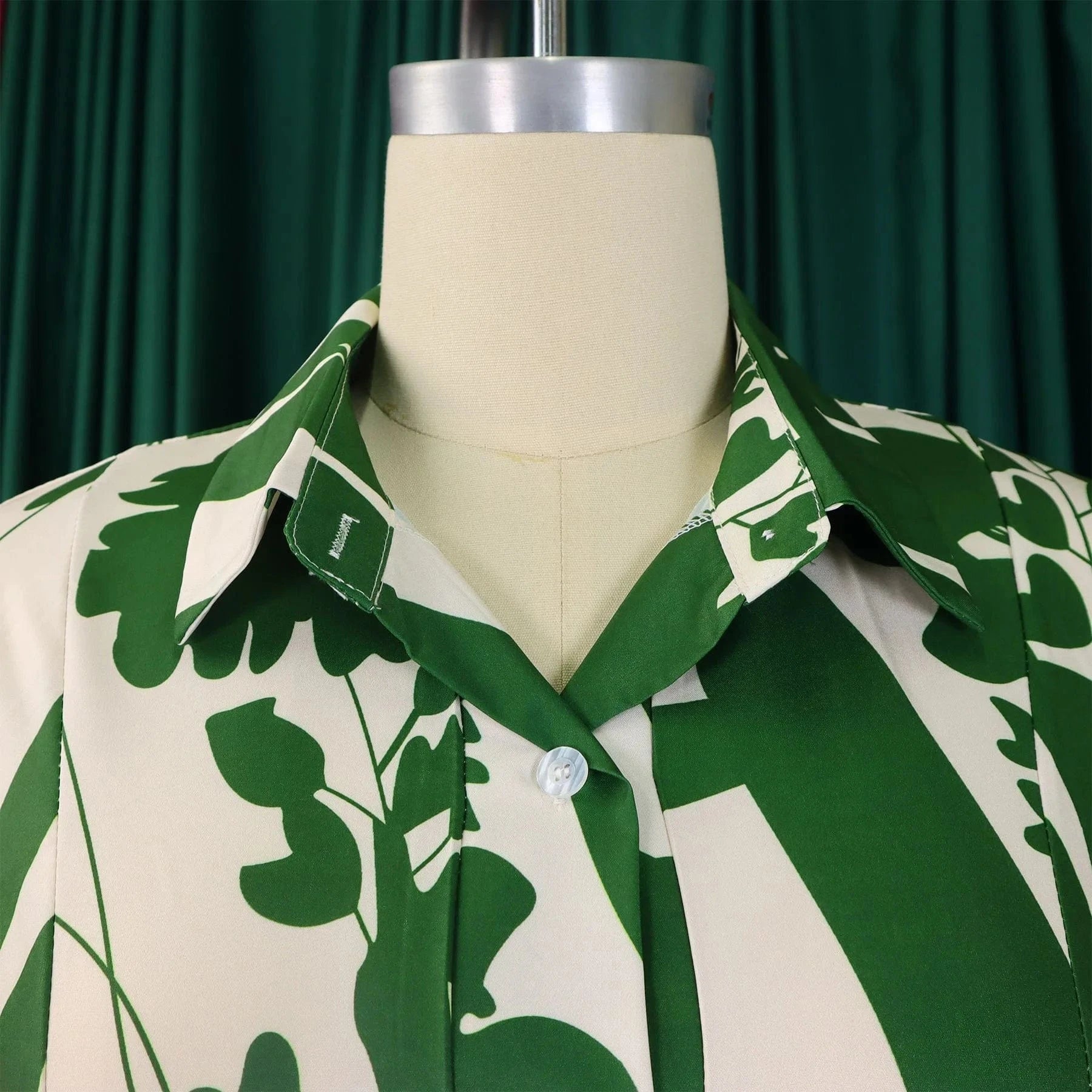 Elegant Printed Dresses Woman 2024 Turn Down Collar Single Breasted Full Sleeve Asymmetric Ankle Length Fashion Birthday Dress