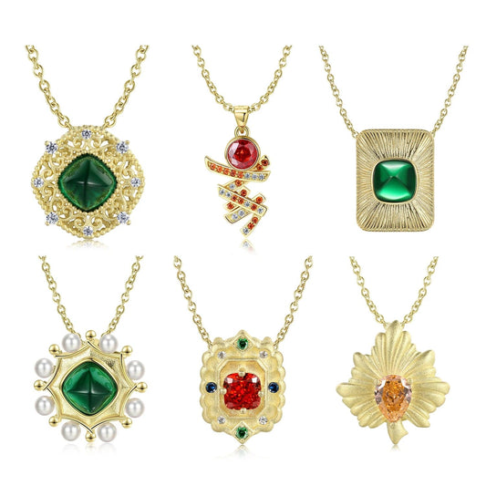 Elegant Red Crystal Lab Grown Diamond Pendant for Necklace Real 925 Sterling Silver Women Necklaces Jewelry Weeding Engagement